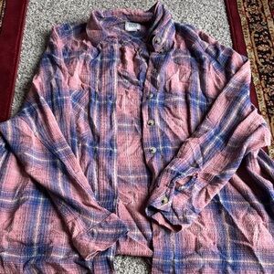 BDG Size XS Pink/Blue Longsleeve Flannel